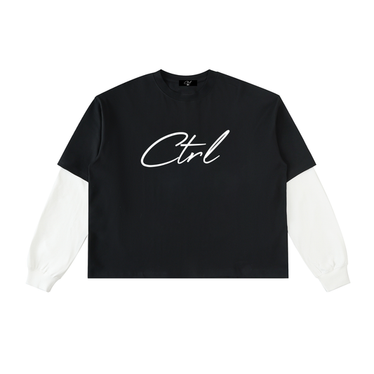 Ctrl Sign logo Layered Sleeve Cotton T-Shirt
